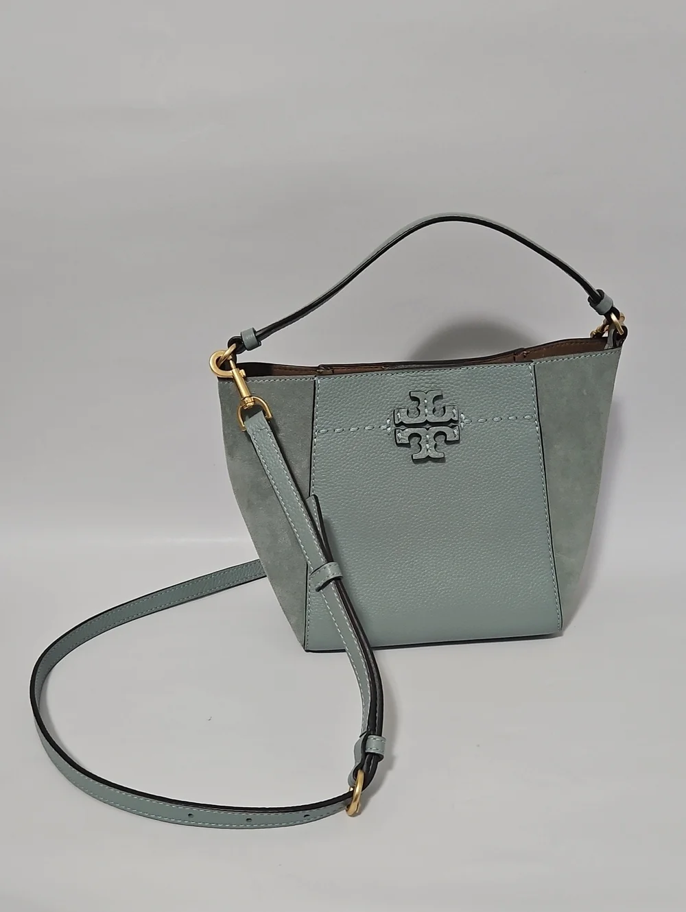 Tory Burch McGraw Small Bucket Bag Artic Blue